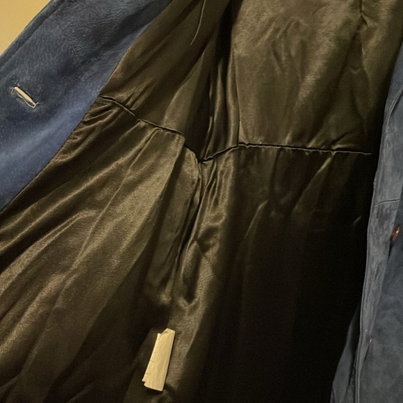 VINTAGE boutique of Leathers blue suede duster coat jacket - Picture 10 of 12